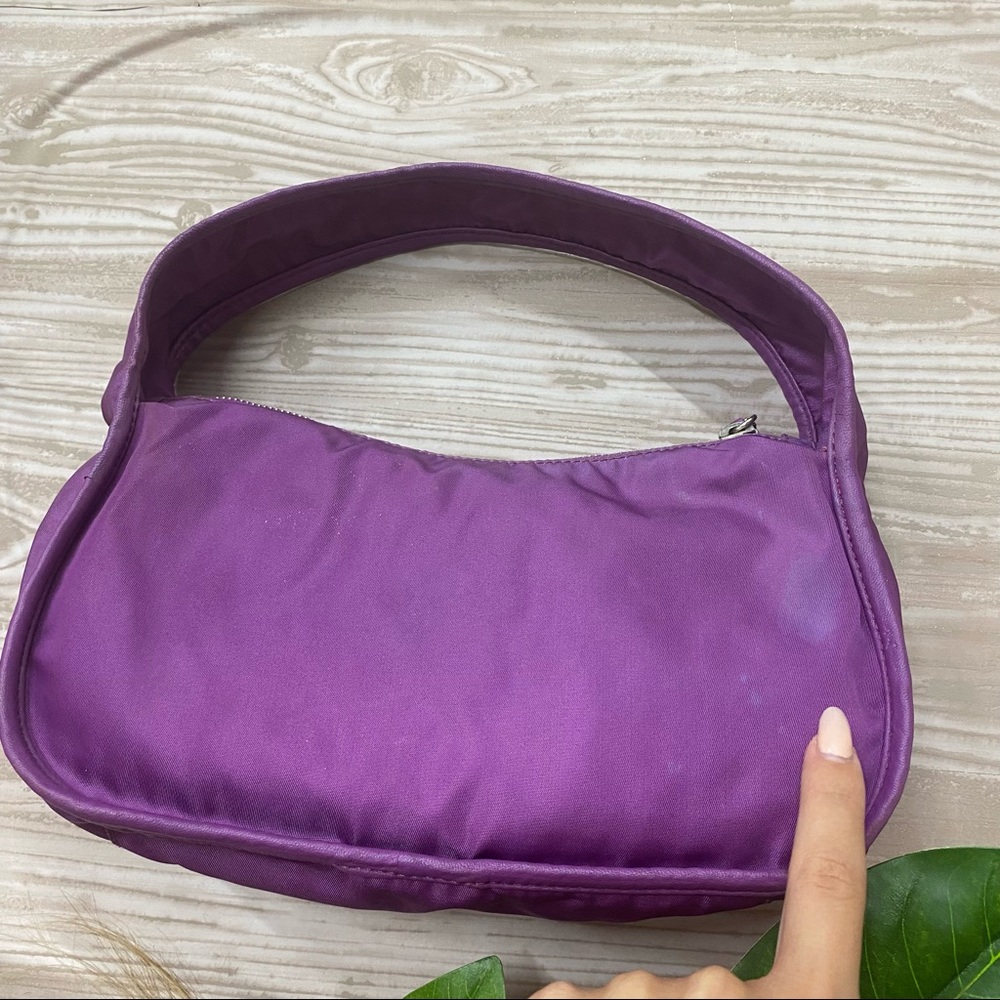 100% Authentic Prada purple nylon baguette mini bag purse designer luxury - Picture 9 of 16